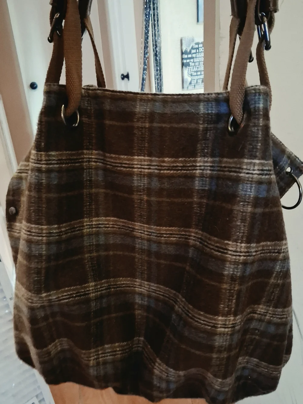 Plaid Brown & Tan Tote Bag - Women's Shoulder Bag